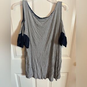 Cold shoulder longer length top